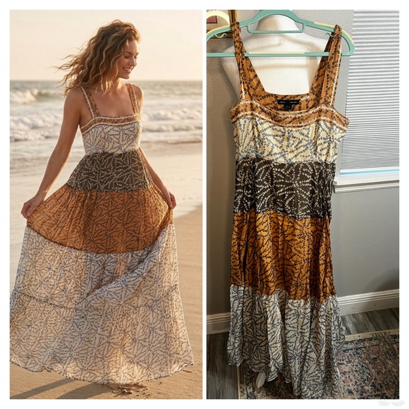 French Connection Dresses & Skirts - French Connection Maxi Dress 10 Large
Cotton tiered Multicolor Polkadot